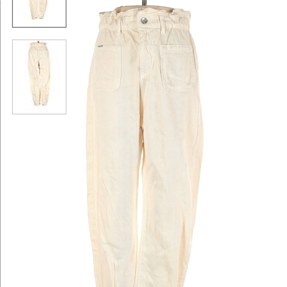 Zara HR Paperbag Baggy Jeans Size 4 Ivory Cream